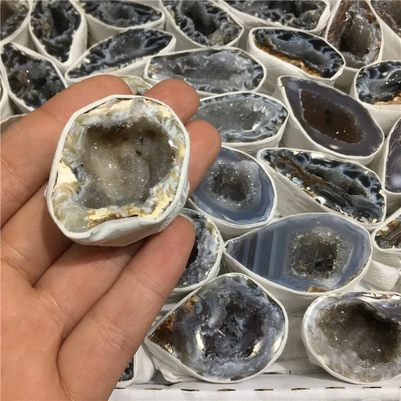 圣诞礼物天然矿物石石英水晶石玛瑙 geode 礼品盒