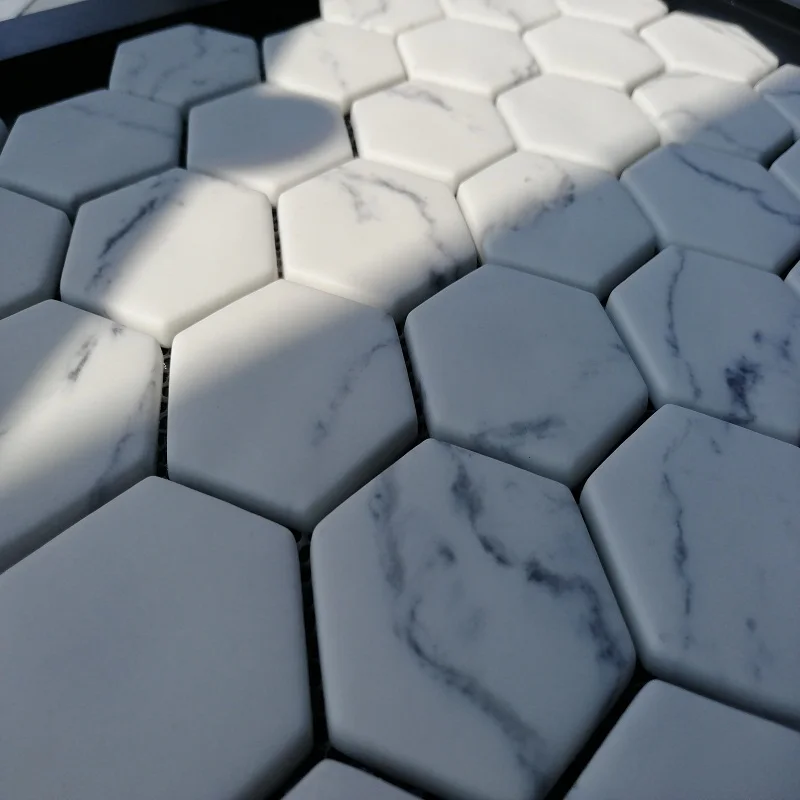 Hexagon Advanced White Ground Glass Mosaic For Wall