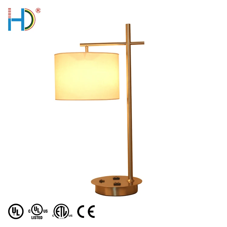 Hotel decorative bed side nickel modern table lamp