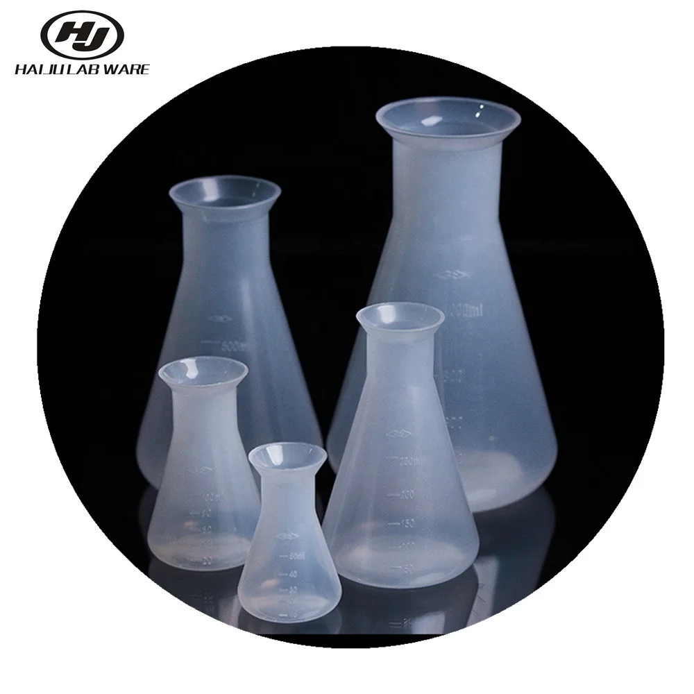 Haiju Lab Plastic Erlenmeyer Flask Narrow Neck Conical Triangle Flask Chemistry Laboratory