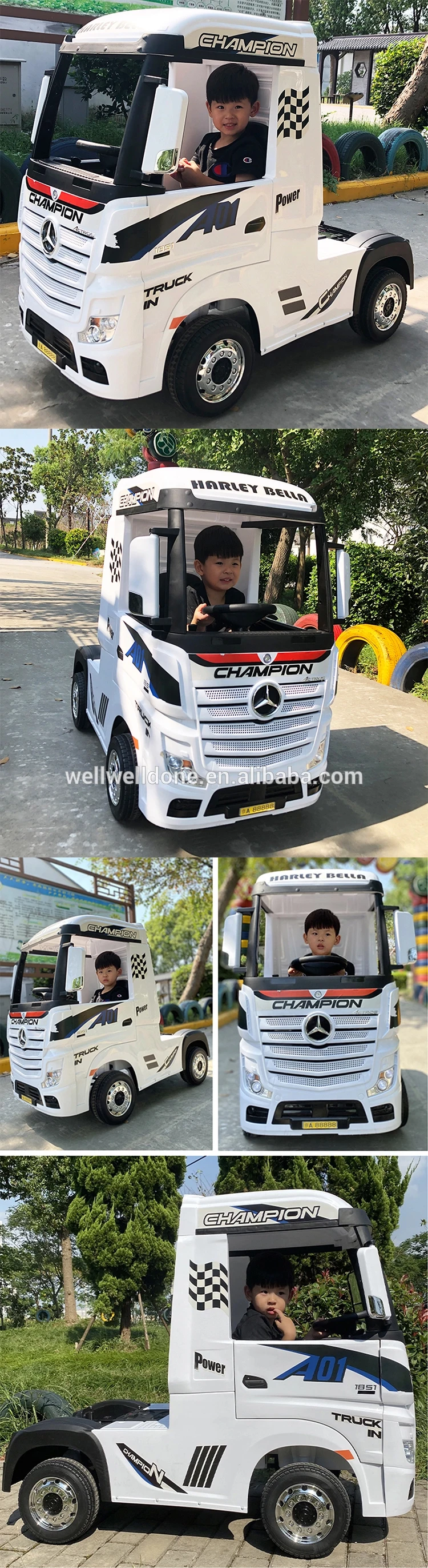 wdhl358卡车新款儿童电动骑乘婴儿汽车牌照卡车儿童电动车bab四轮遥控