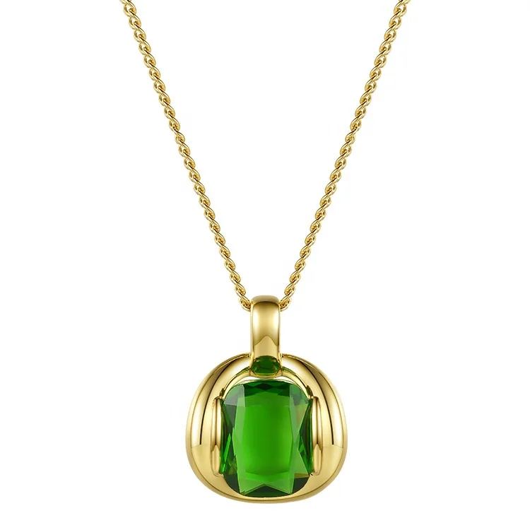2020 Latest High Quality 18k Gold Plated Stainless Steel Emerald ...