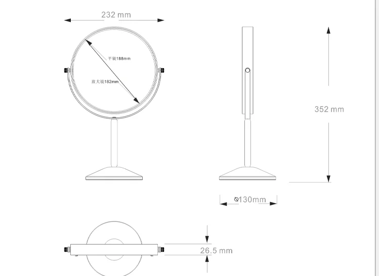 Mirror Furniture 8 Inch Tall Table Standing Pivot Face Mirror For Women and Men