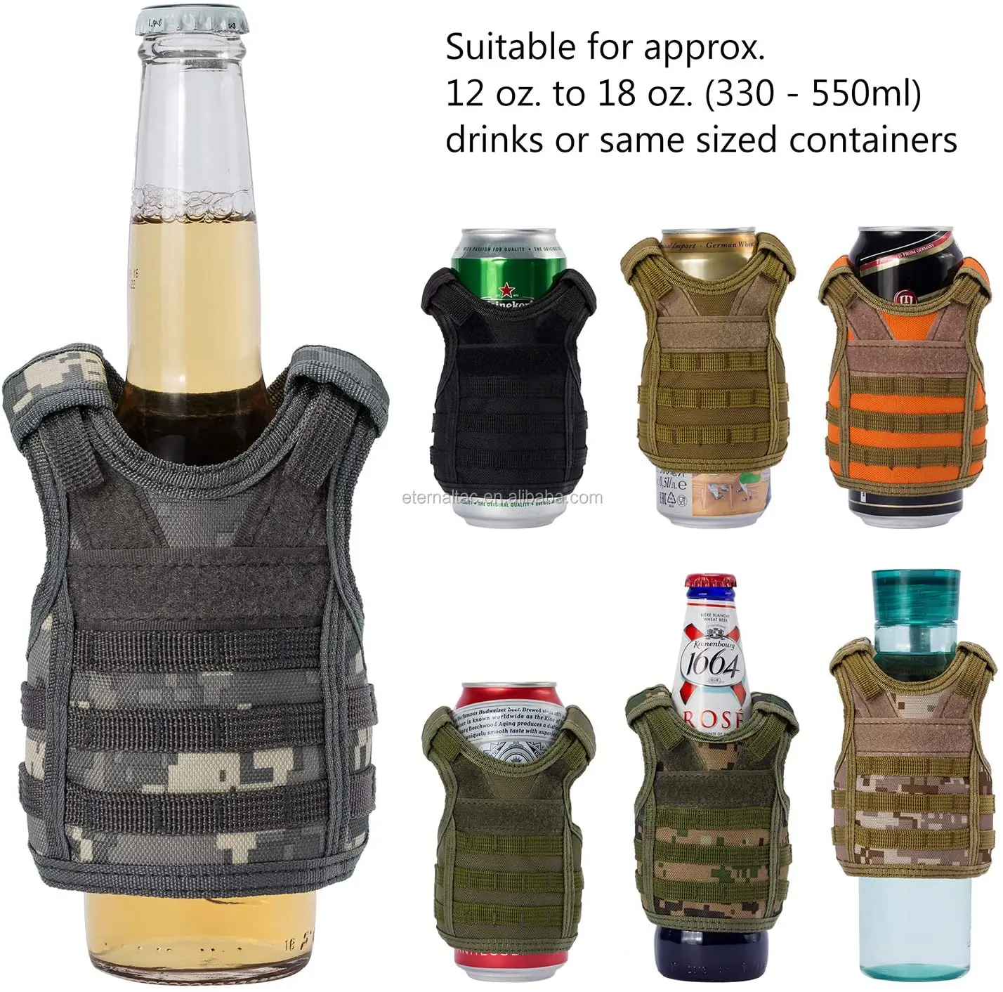 Tactical Molle Mini Beer Ammo Vest Adjustable Beverage Cooler Holder