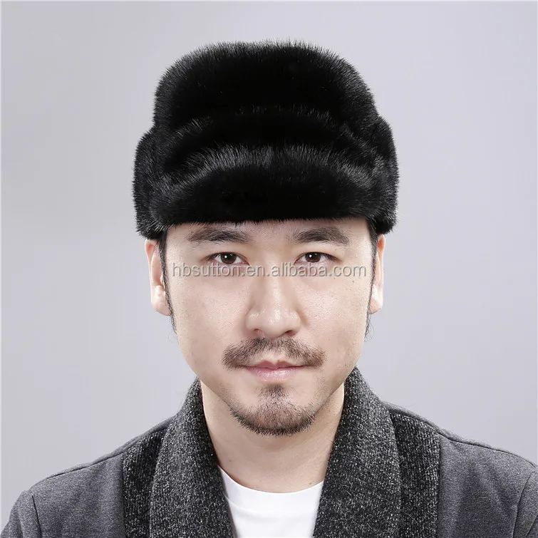 Men Mink Fur Hat Men's Genuine Mink Fur 