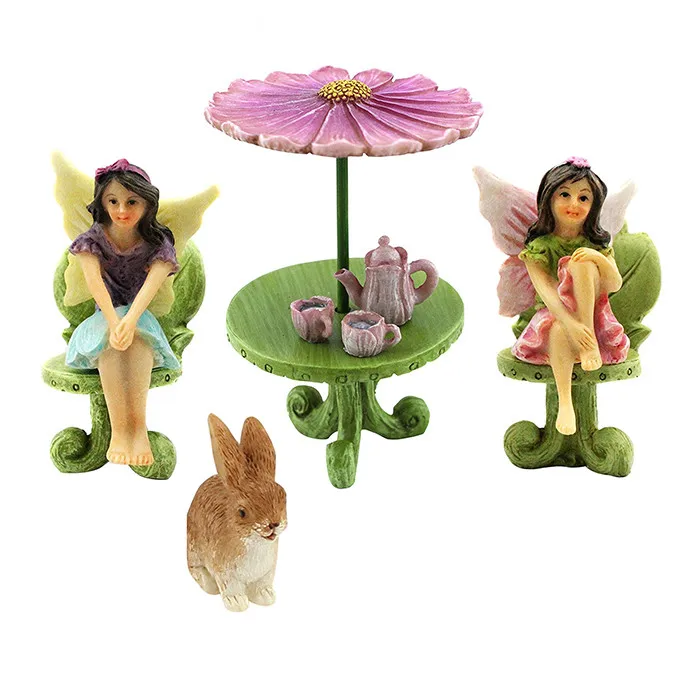 Fairy Garden Miniature Accessories Two Fairy Figurines With Furniture 9