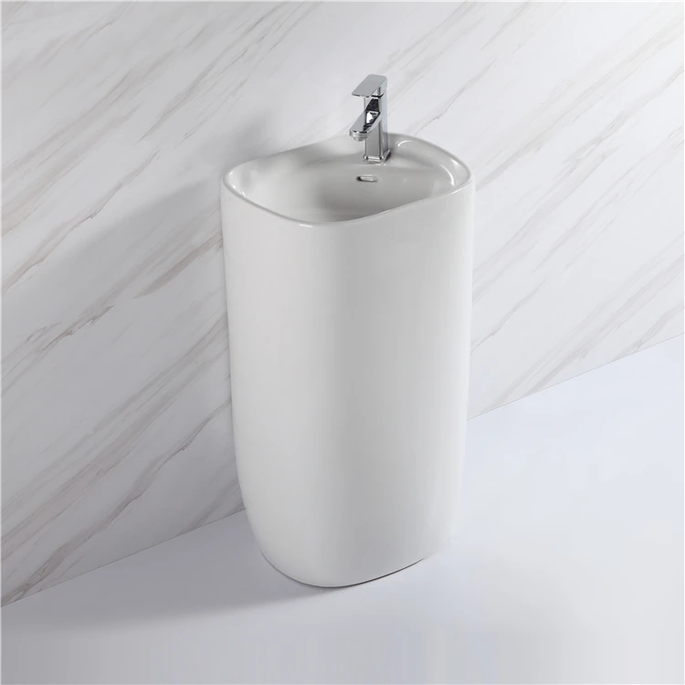 Hot sale wholesale family bathroom ceramic sink white wash hand basin with pedestal
