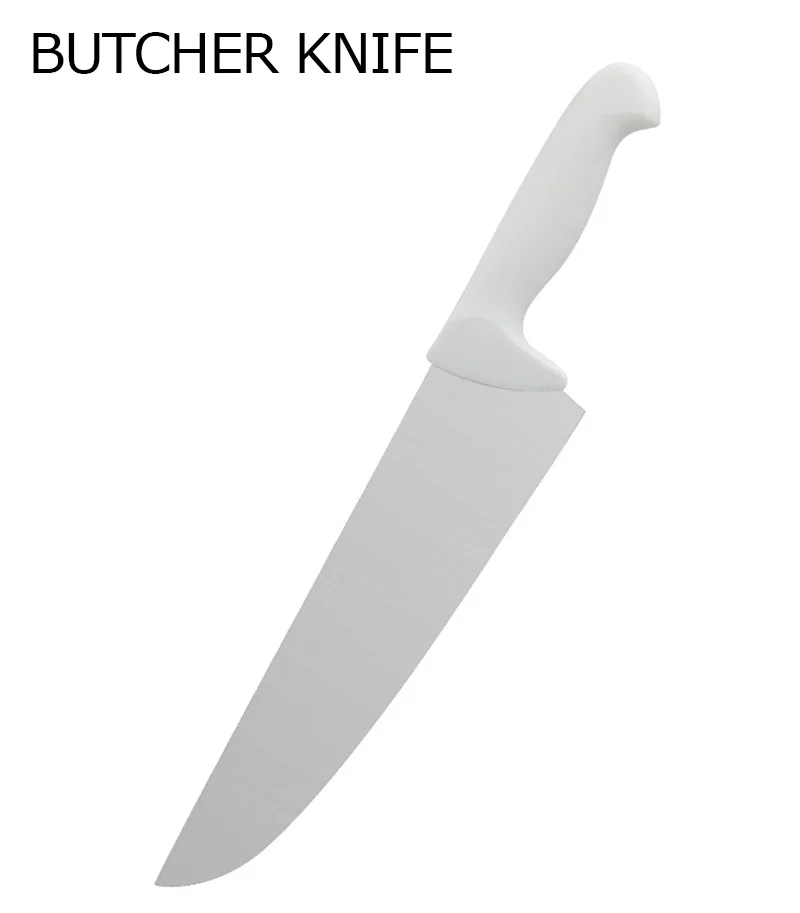 Plastic White Handle Chef Stainless Steel Kitchen Butcher Cleaver Knife