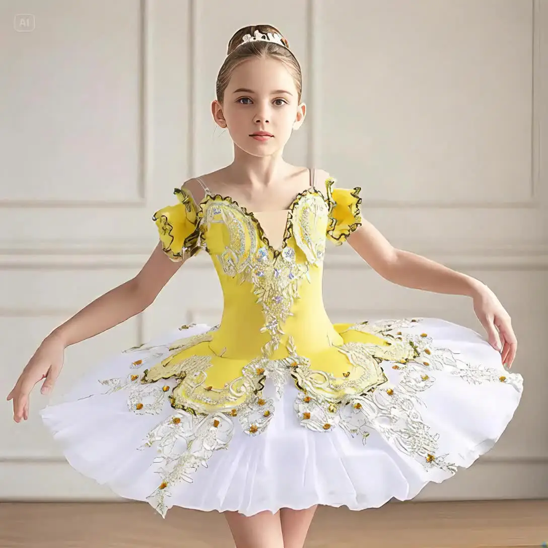 GeRRiT Tutu Ballet Filles & Adultes - Jupe Tutu Plateau Crêpe Danse Classique Swan Lake - Costume Élégant Rose Ou Blanc
