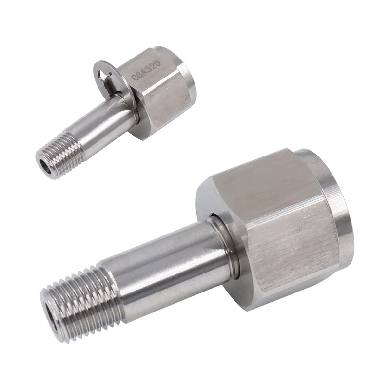 Stainless Steel CGA 320 CO2  Regulator Inlet Nut & Nipple with Washer 