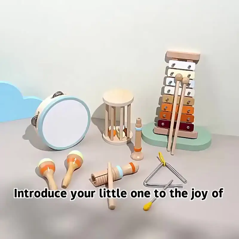 Set 10 Strumenti Musicali In Legno Per Bambini 1-5 Anni – Giocattoli Montessori Arcobaleno