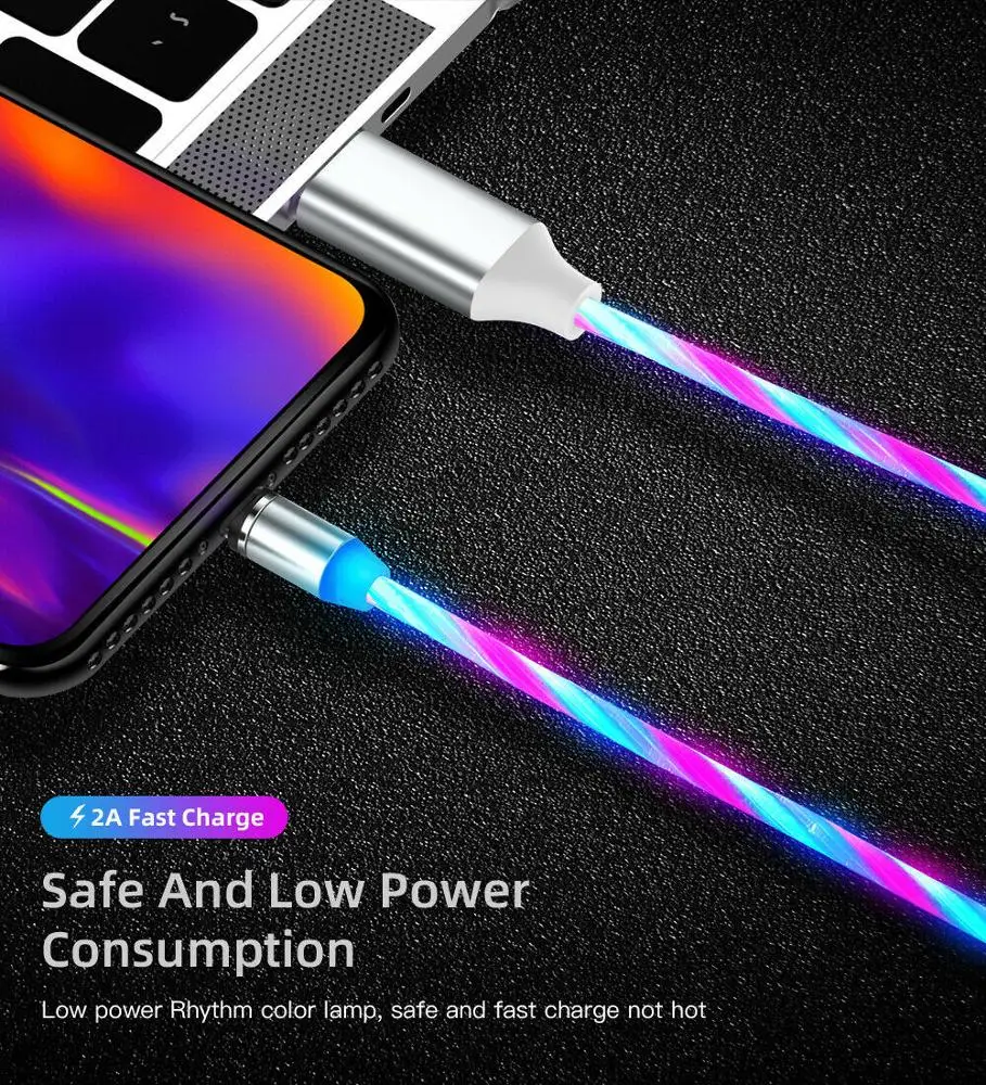 3 in 1 Mobile Phone Upgrade 2.4A Led Flowing Light Multi Magnetic Usb Cable - ANKUX.COM