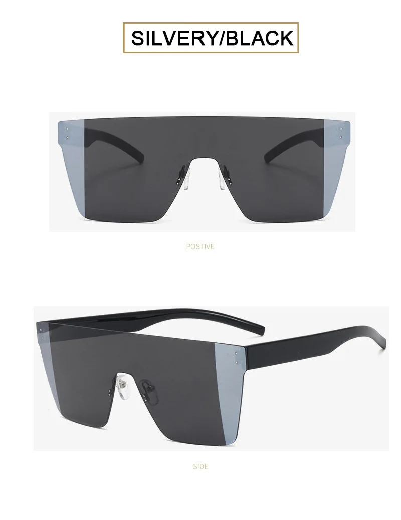 Large Frame Rimless Shades One Piece Lens Sunglasses Women Men New Trendy Oversize Glasses 