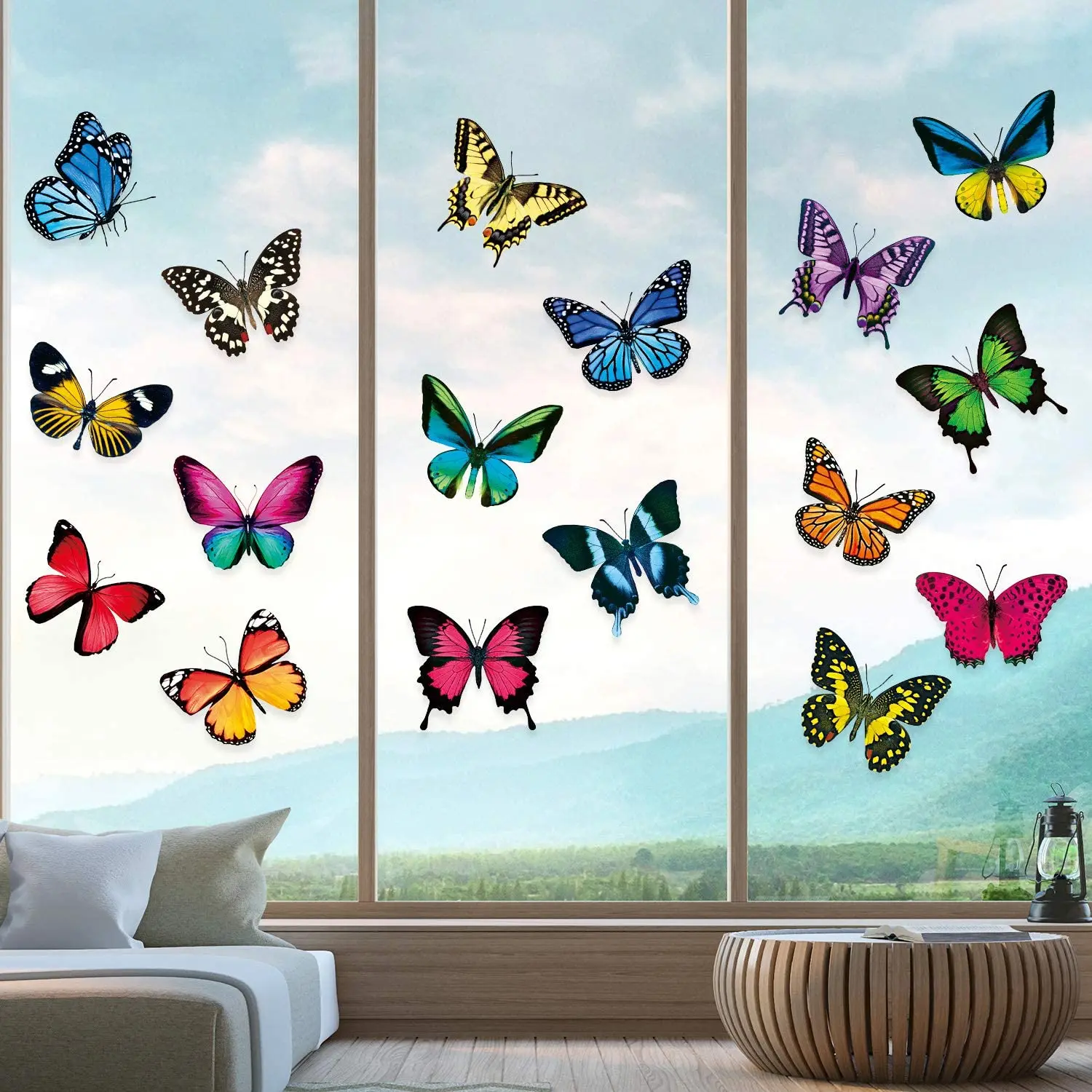 Frienda 40 Pieces Butterfly Window Clings Anti-collision Window Clings Decals to Prevent Bird Strikes on Window Glass Non Adhesive Vinyl Cling Butterfly Stickers 
