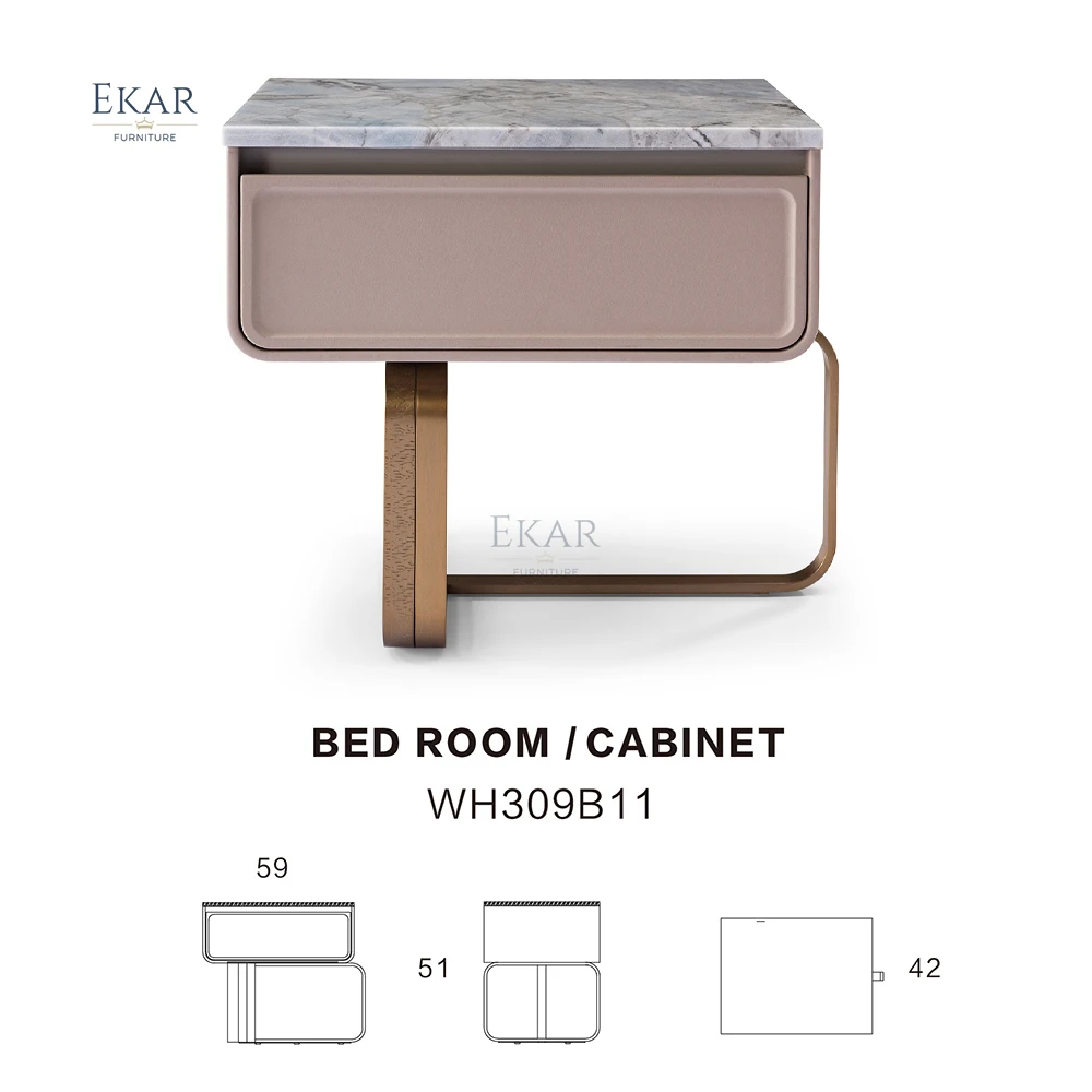 product ekar furniture modern creative design nightstand with drawer metal foot bedroom bedside-68