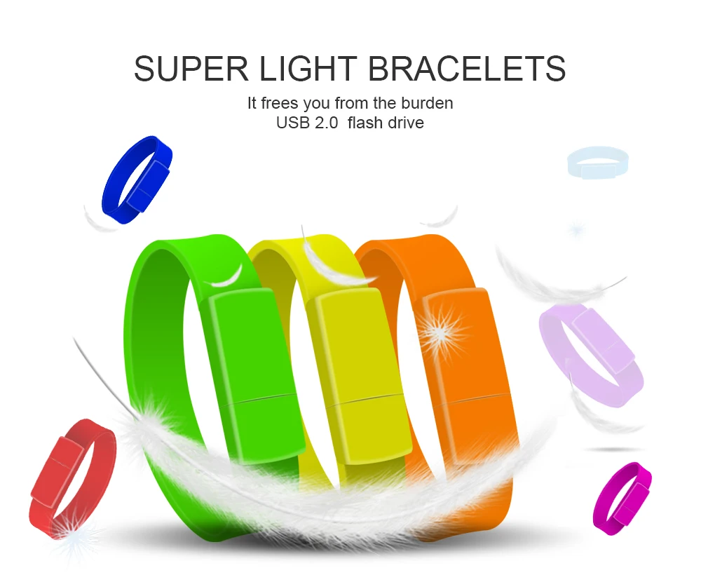 Customization logo printing OEM Wristband usb flash drive 128GB bracelet pendrive USB2.0 - ANKUX.COM