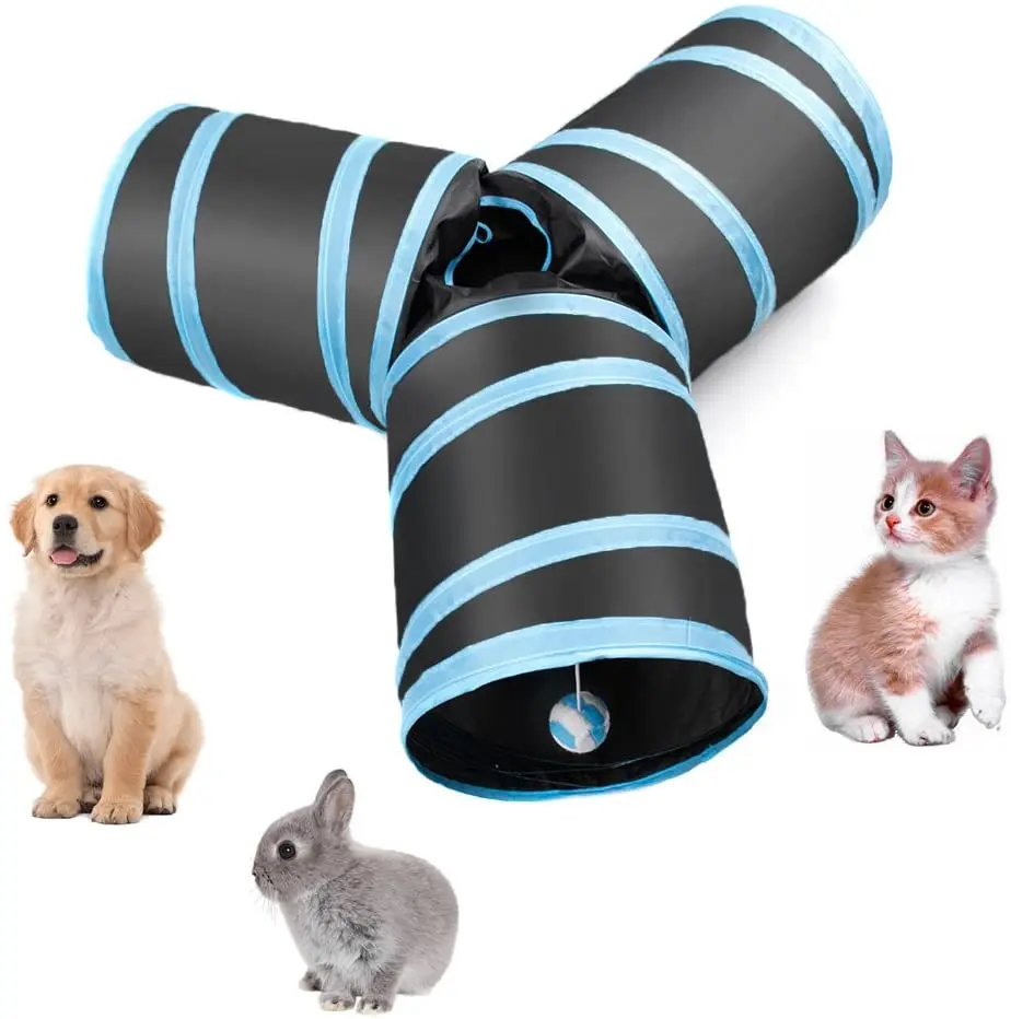 Pet Cat Tunnel Toys Rabbit Pop Up Tube Collapsible Puppy Kitten Play Toy FJP 