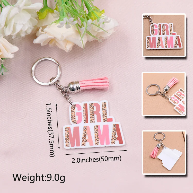 KHS194KH1102 Good Quality 2022 New Girl MAMA Mother's Day Gift White Acrylic Keychain details