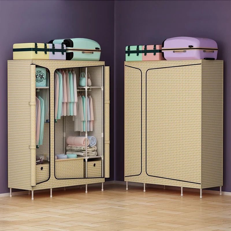 Home Furniture Big Space Plastic Layers Portable Fabric Wardrobe With