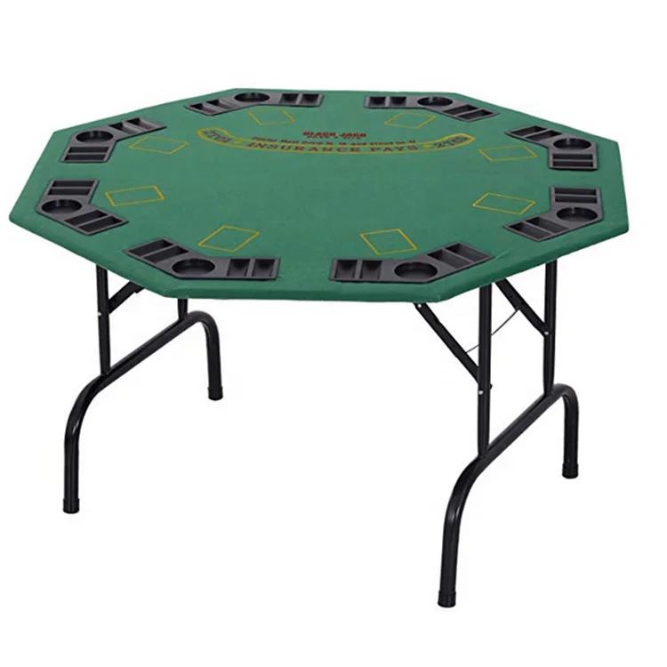 48" 8 Person Octagonal Foldable Poker Table with Cup Holders