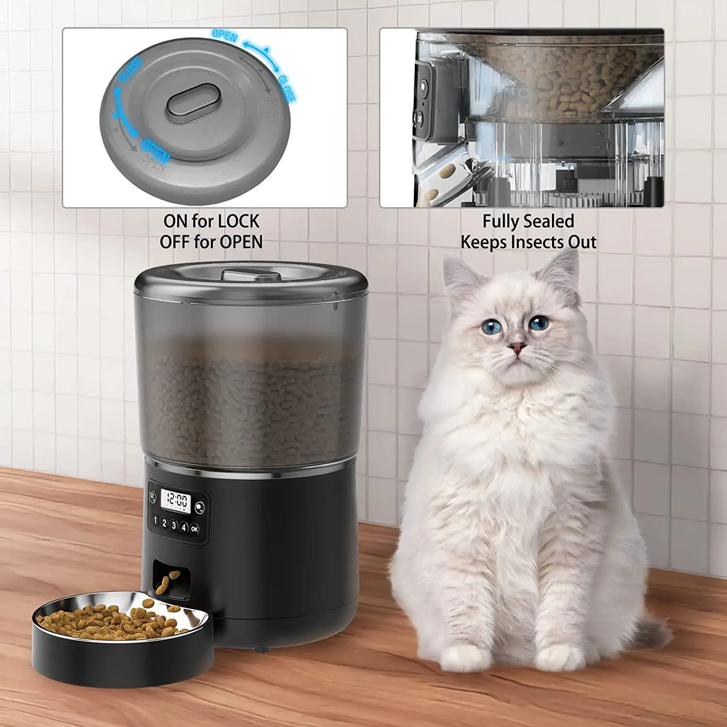 Smart Pet Feeder Remote Control Wifi Connection Cat Feeder Multifunction Feeder manufacture
