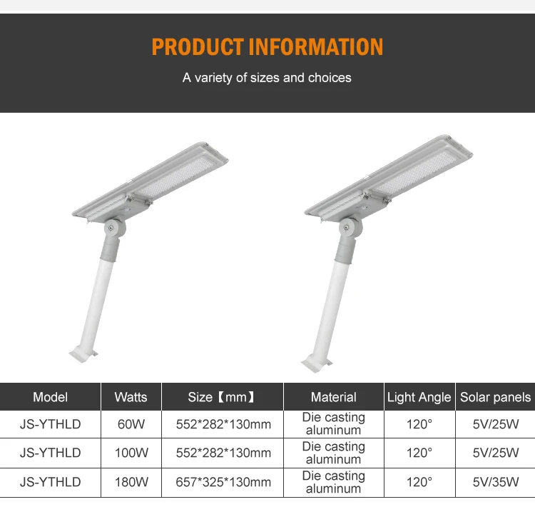 New design outdoor induction ip65 waterproof 60w 100w 180w all in one led solar street light price list