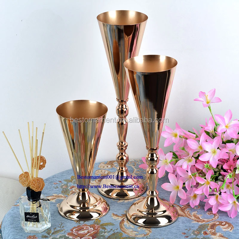 Gold Trumpet Polished Metal Tall Wedding Centerpieces Vases Buy Gold