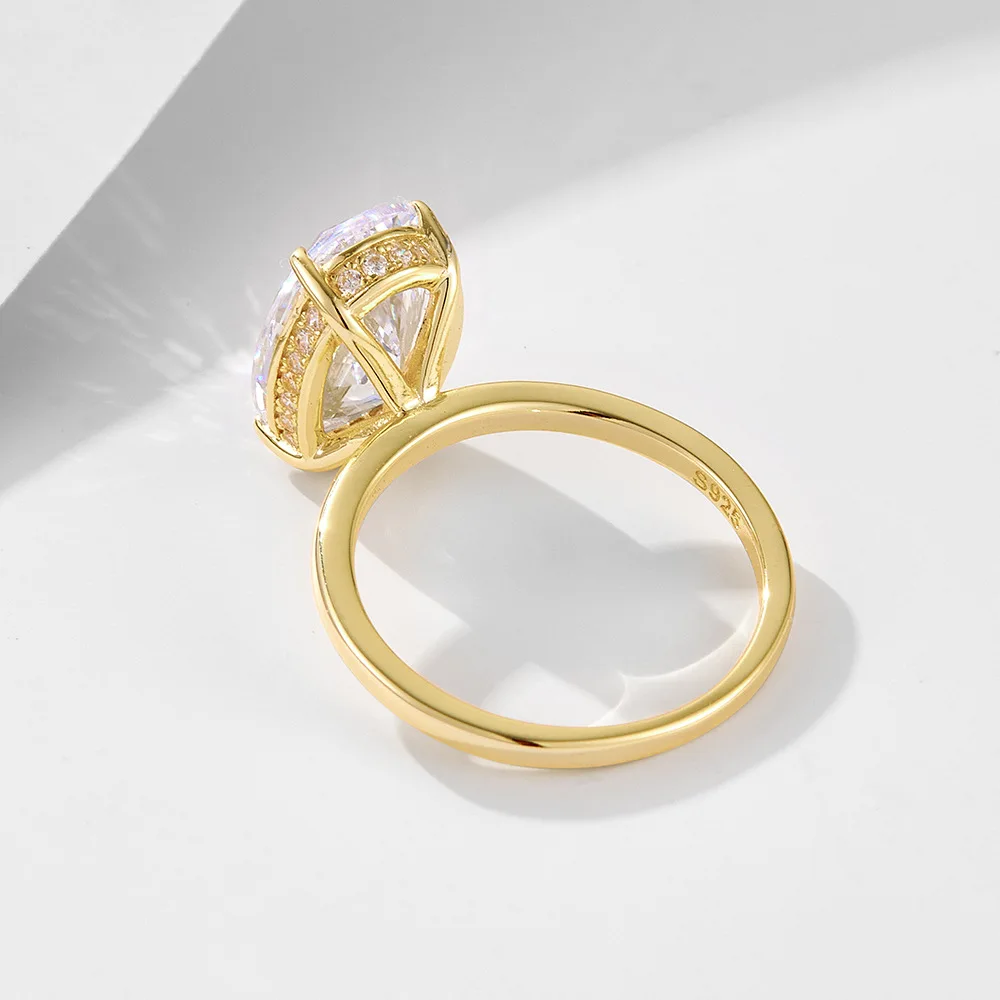 Classic Micro-Infused Full Diamond Ring  Exclusive 8*12 Egg-Shaped Lab Diamond Sterling Silver Ring