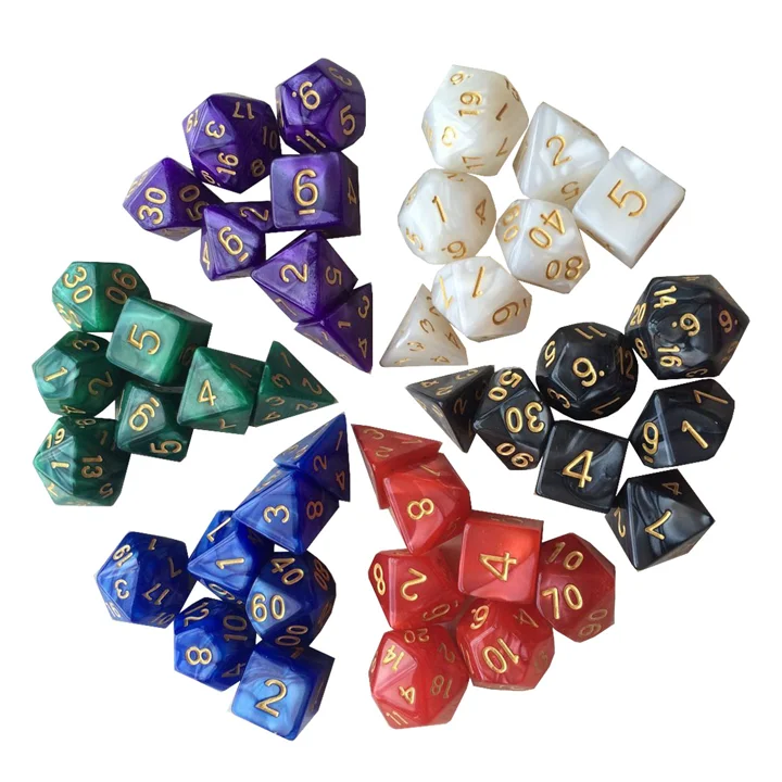 NEW 10 Pearlized Navy Blue Polyhedral RPG Game Dice Set in Tube D&D D20 D12