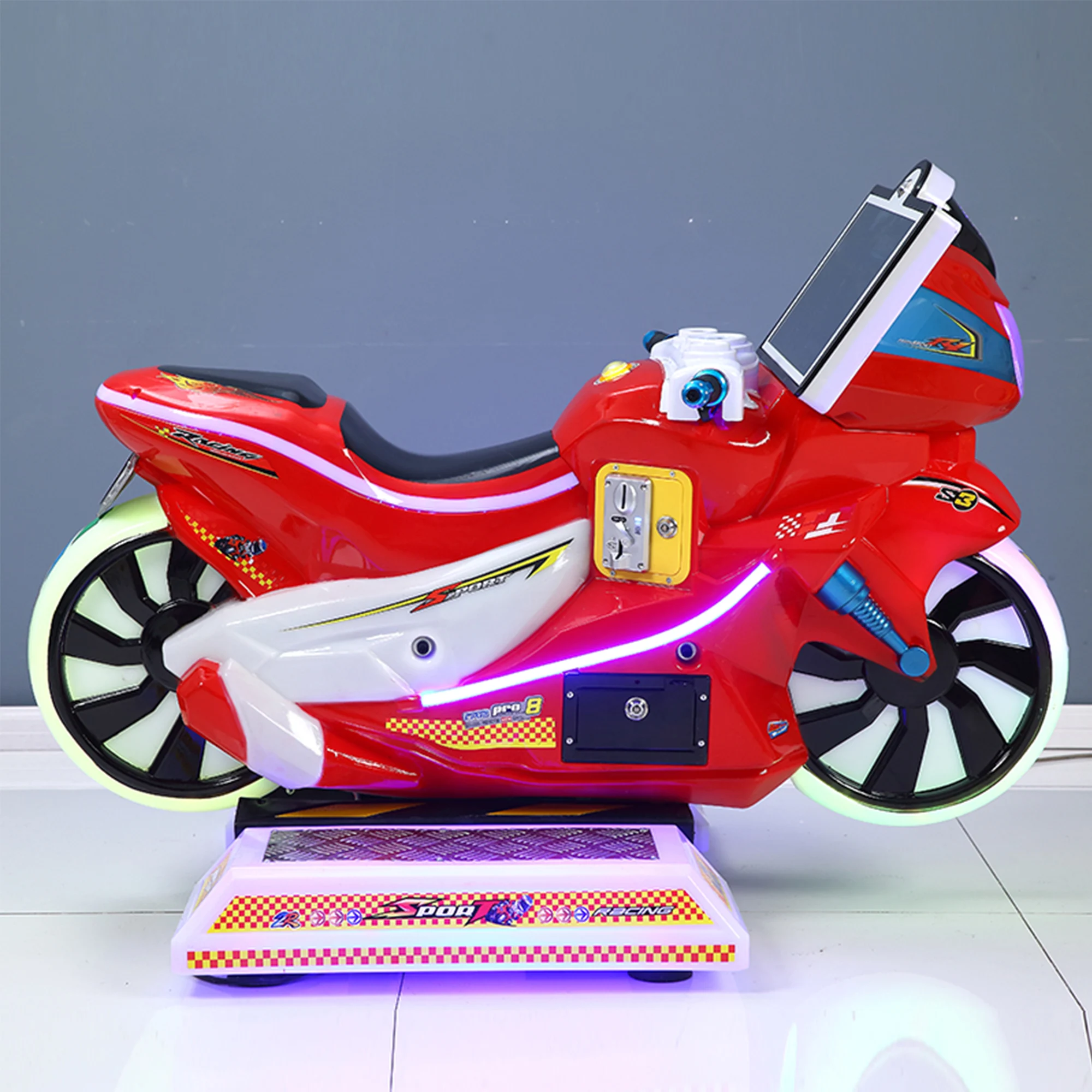 product factory wholesale kids led swaying screen toy car electric speed motorcycle 1 year coin operated rocking car machine for kids-4