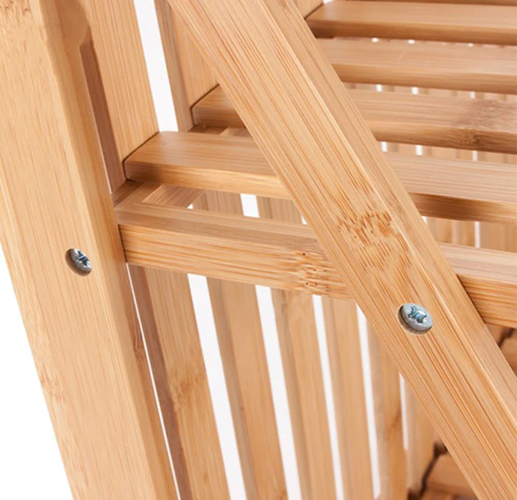 2021 Custom Natural Bamboo Dish Drying Display Rack Wall Mount Wooden