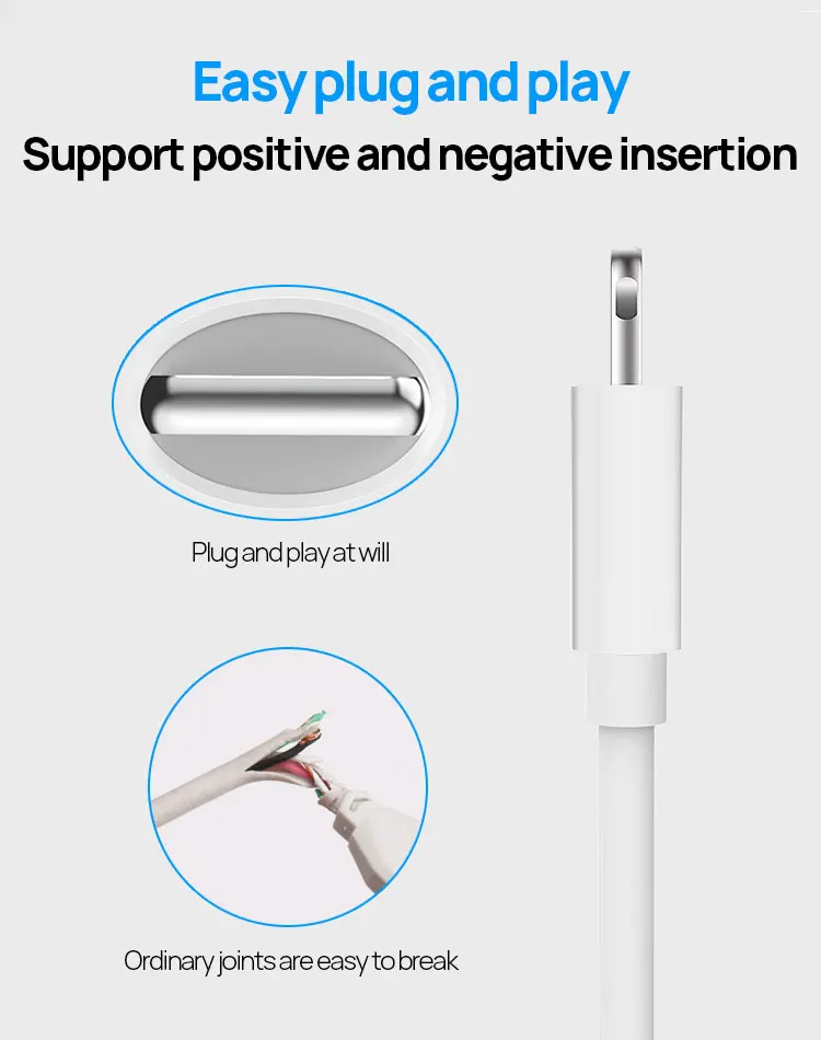 Focuses White PVC LIghting Cables 1M 2M 3M usb a to lighting USB For iphone Charging cable Data cable - ANKUX.COM