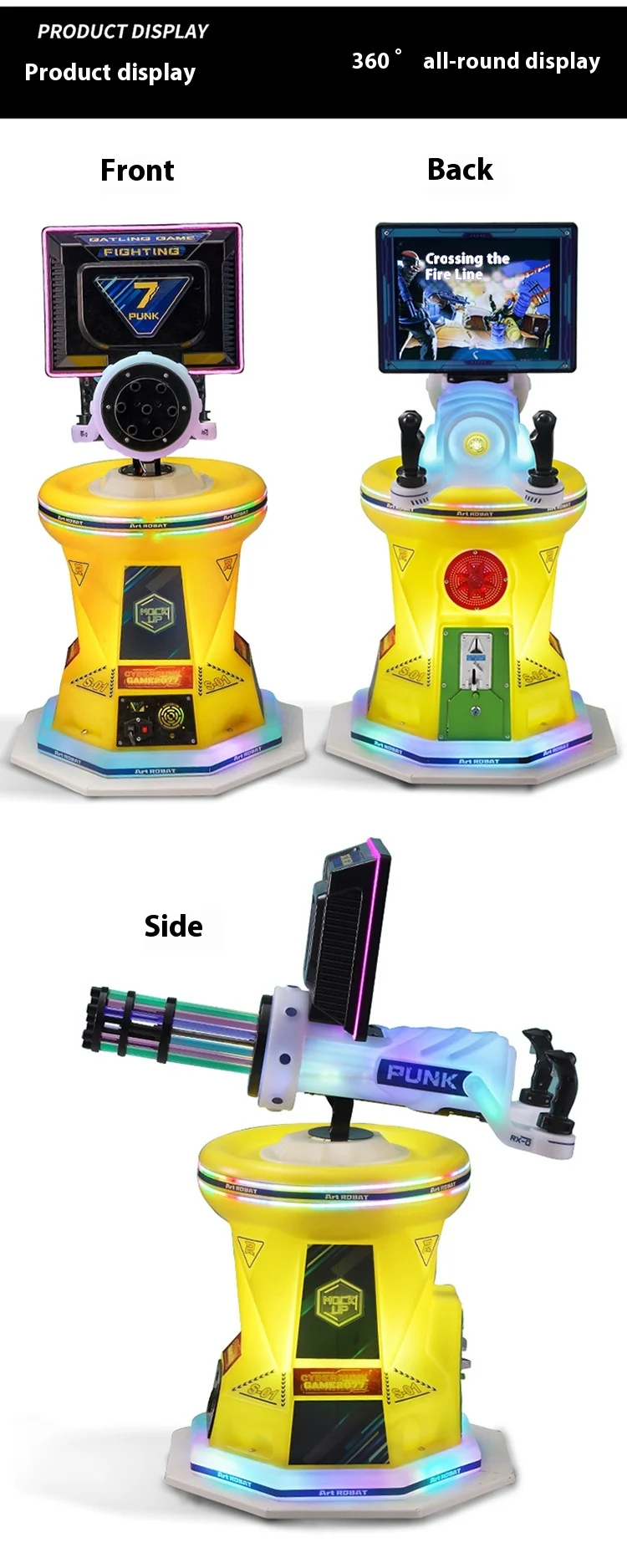 Children's Coin-Operated Gatling Shooting Video Game Machine for Mall Square Entertainment Centers and Game Cities