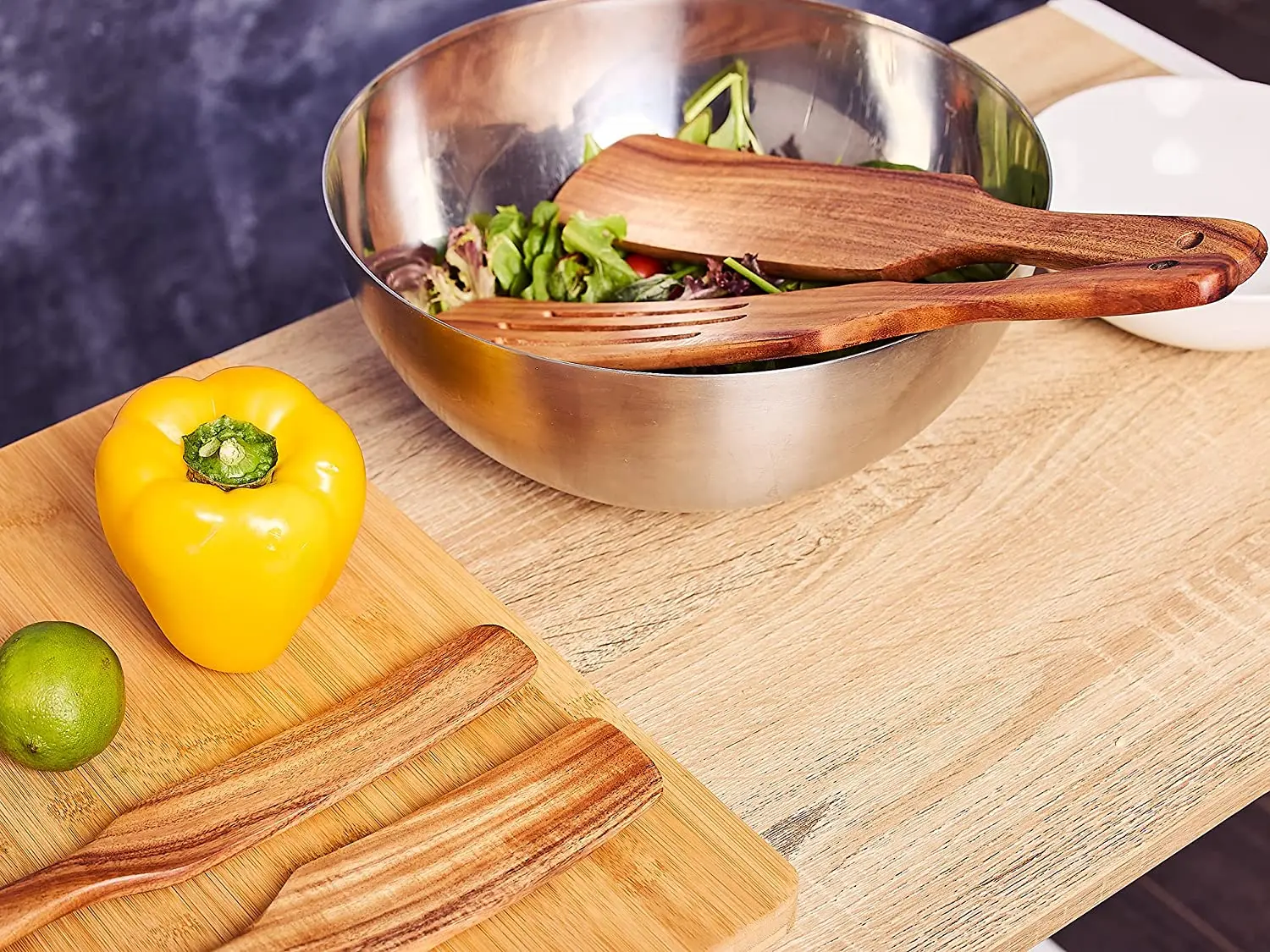 Teak Wood Spurtle Set With Pu Leather Strings,Pack Of 4 Wooden Utensils