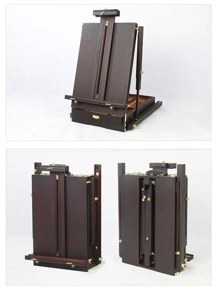 Black French Easel,Portable Art Easel With Storage Sketch Box,Wooden