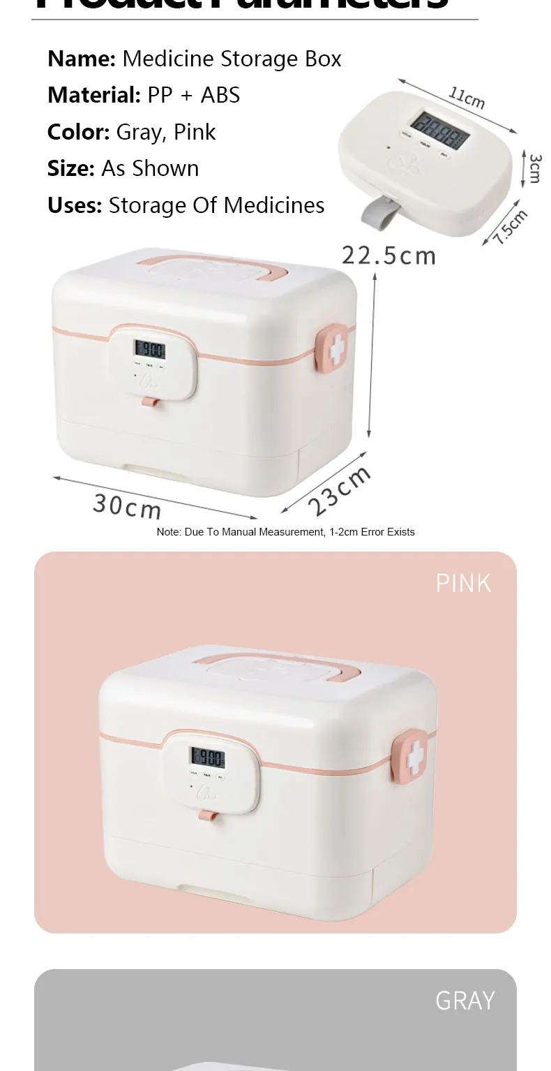 Timing Portable Medical Kit Case Pill Storage Container Plastic Smart Medicine Box For Home First Aid Use