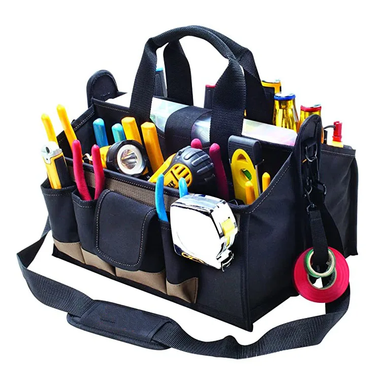 55 结构: 16口袋工具袋: 这款重型工具包有8口袋外,8内,组织了各种各