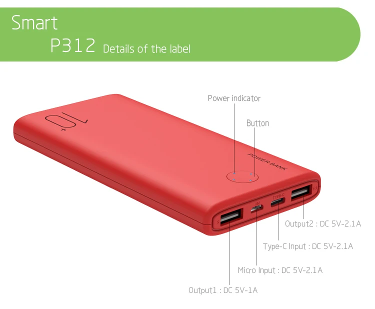 PUJIMAX high capacity Ultra Slim power bank 10000mAh ABS portable charging station - ANKUX.COM