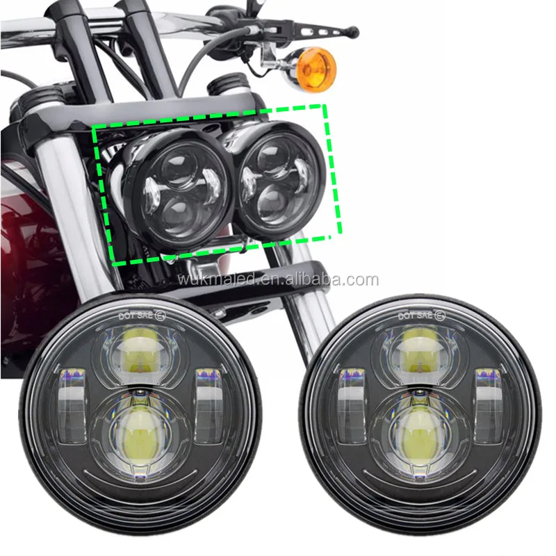 WUKMA Motorcycle 4.65Inch h4 High/Low beam With DRL Fat Bob Dual led Headlight For Motorcycle Fat Bob Led Headlamp