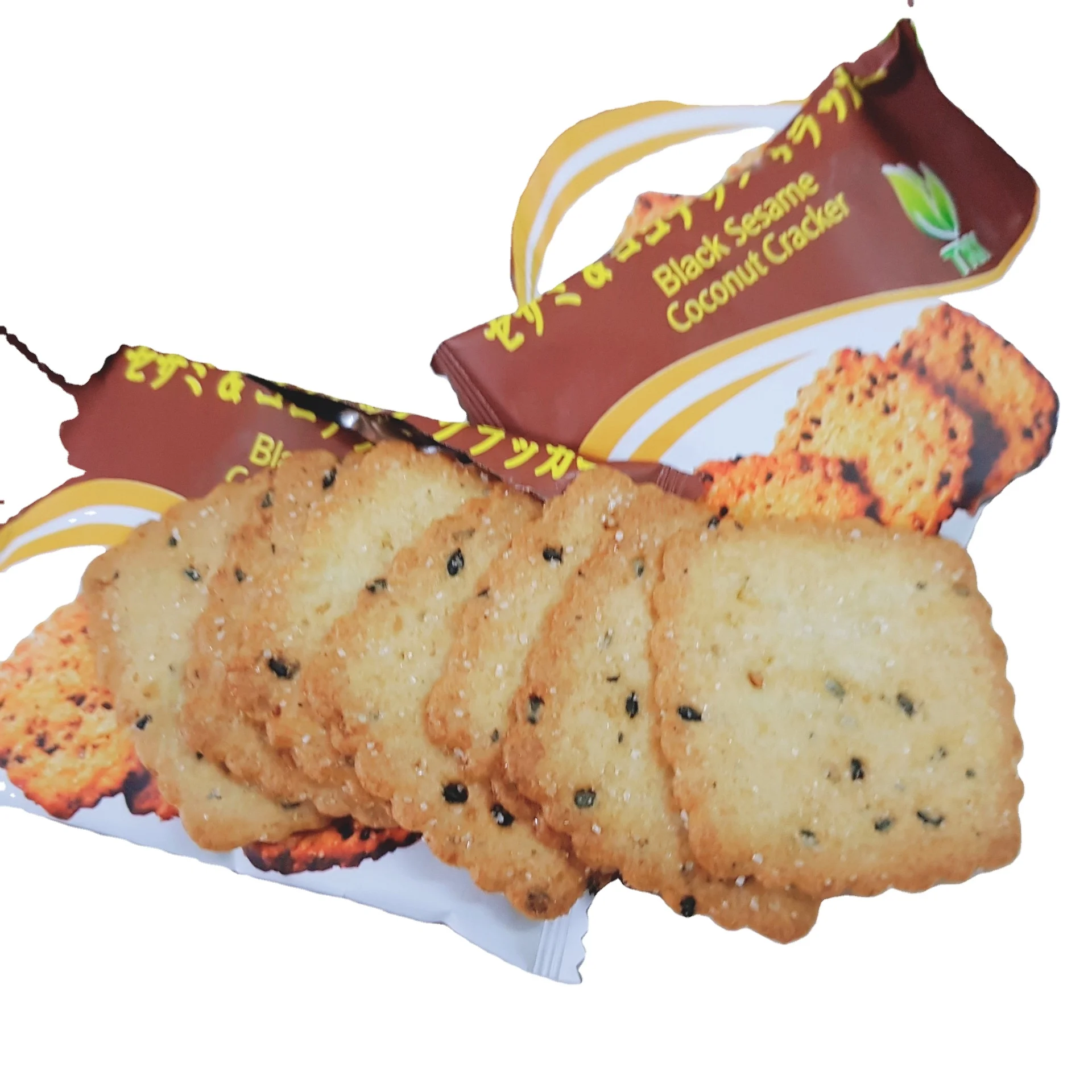 white sesame coconut cracker with unique taste - organic