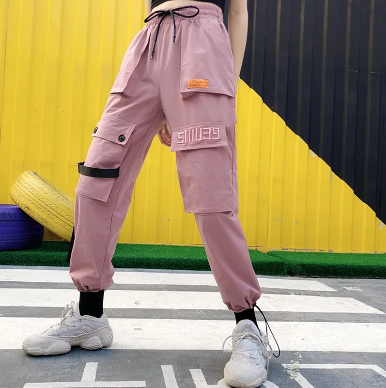 pink cargo joggers