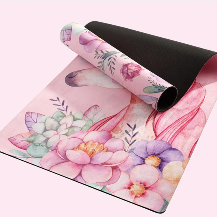 yoga mat with poses printed on it