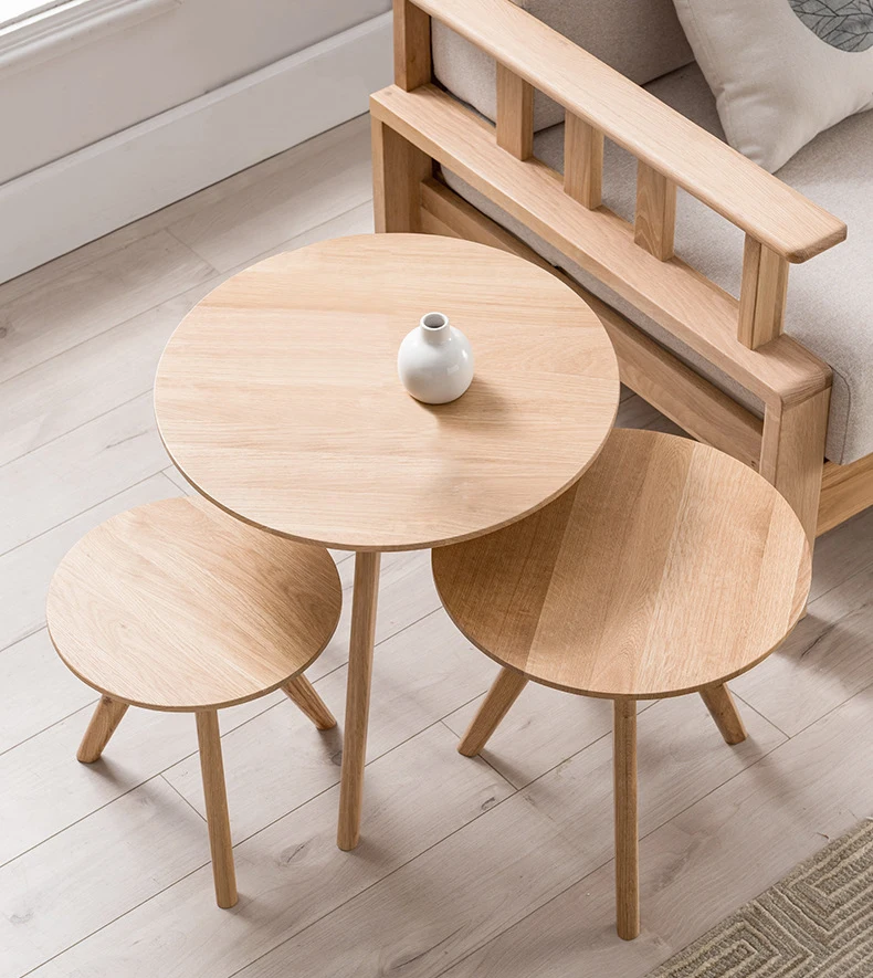 product-BoomDear Wood-Simple modern design corner wooden round coffee table furniture round side tab-1