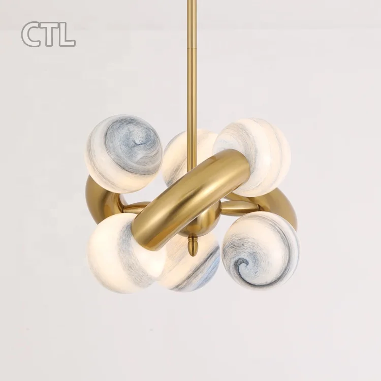 European nordic designer bronze home decorative led G9 ceiling pendant light modern living room ball glass hanging pendant lamp