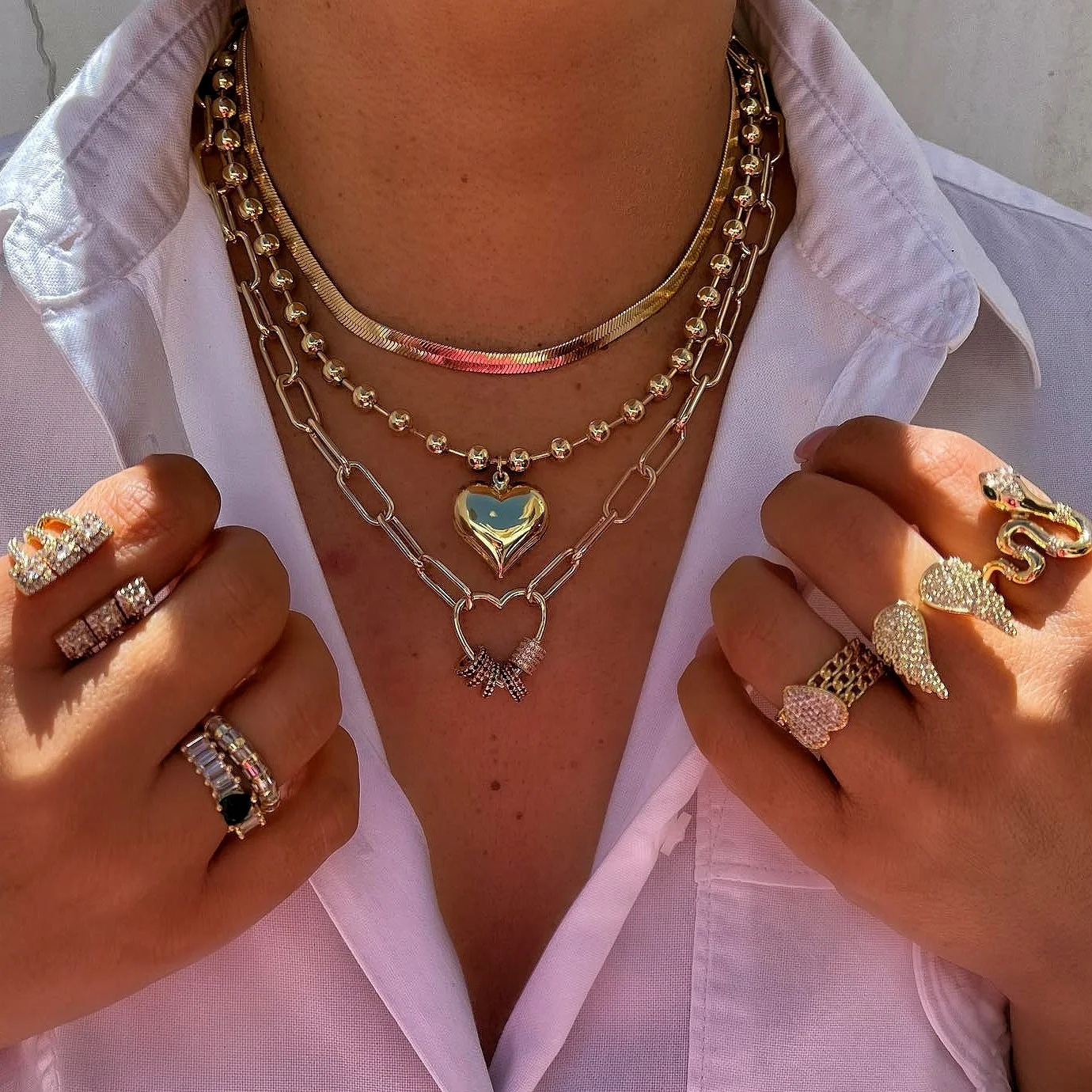 Popular Full Diamond Zircon Heart Choker Necklace Freshwater Pearl With