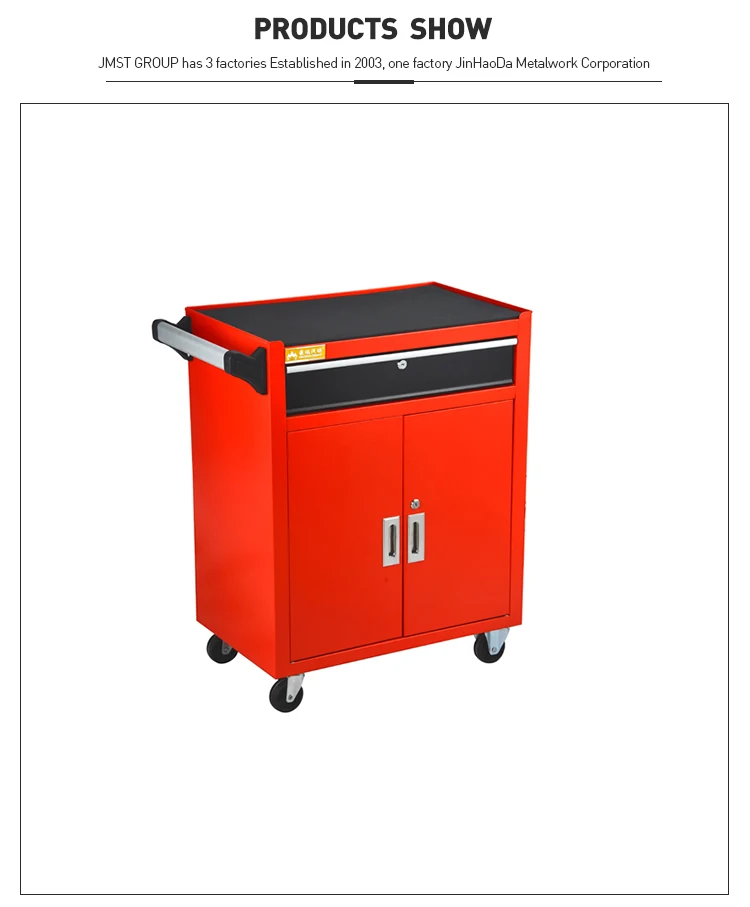 Rolling Tool Chest Cart Box Container Garage With 1 Drawer And 1 Cabinet And Back Panel for garage