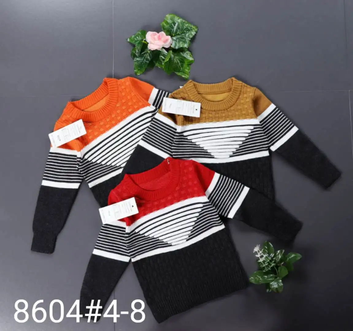 Wholesale Boys Sweater Design O-neck knitted handmade high quality cotton sweater for kids