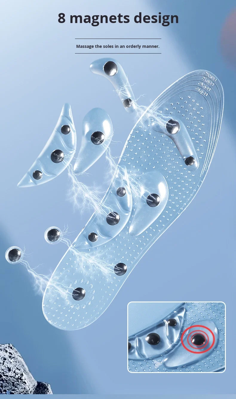 Long-Lasting Massage Insoles Acupoint Insoles for Men Women Gel Magnetic Foot Protection for Better Comfort Shoe Inserts