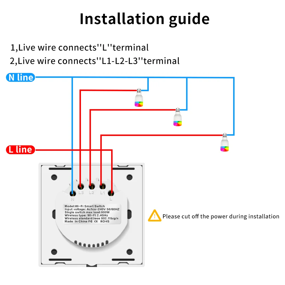 Smart touch light switch схема подключения