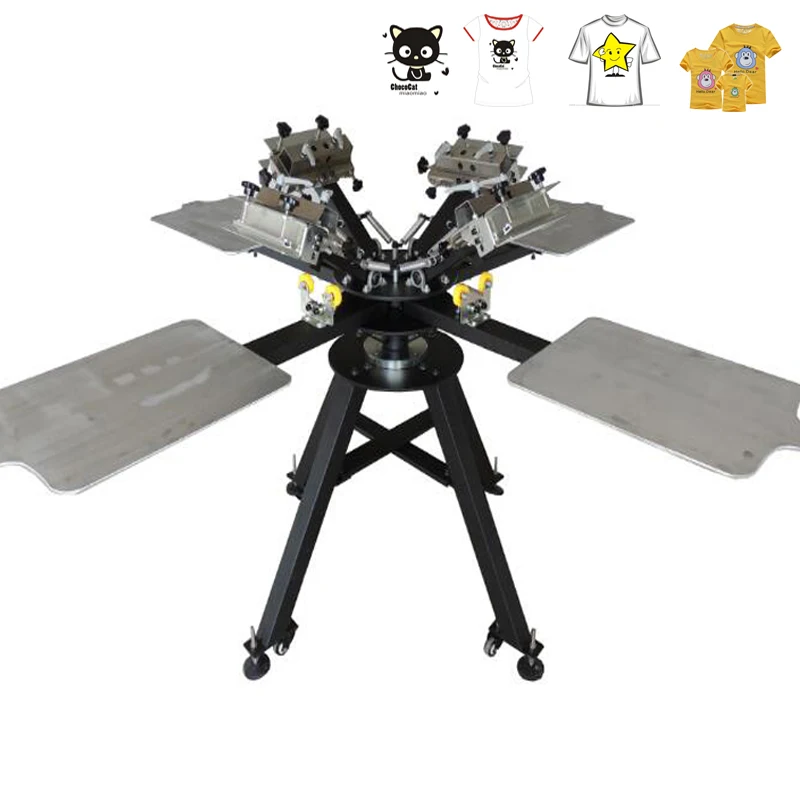 Silk Bags 6 Color 6 Station Flat Manual T Shirt Screen Printing Machine